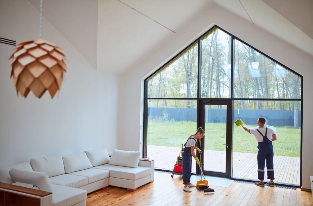 A Sunshine Cleaners expert performing detailed house cleaning in South Tampa, FL, emphasizing their reliability and expertise. House Cleaning Services near me.
